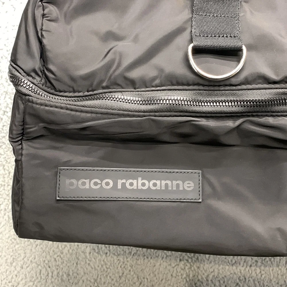 Paco Rabanne Duffle Bag Women’s Black Travel Weekender Tote Logo Shoulder Strap‎